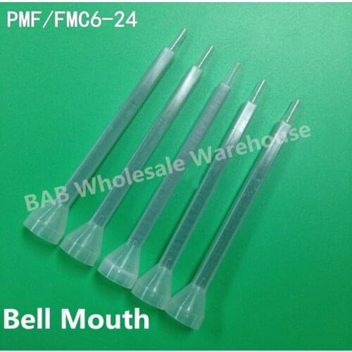 PMF/FMC6-24 Plastic Resin Static Mixer Bell Mouth 24 Element Mixing Tube Nozzles For Duo Pack Epoxies Square Shape Green Color