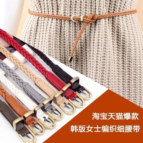 Pin buckle Braided thin belt for dress fashion wild waistband Various colors 1cm hand made simple Vintage casual waist rope p31