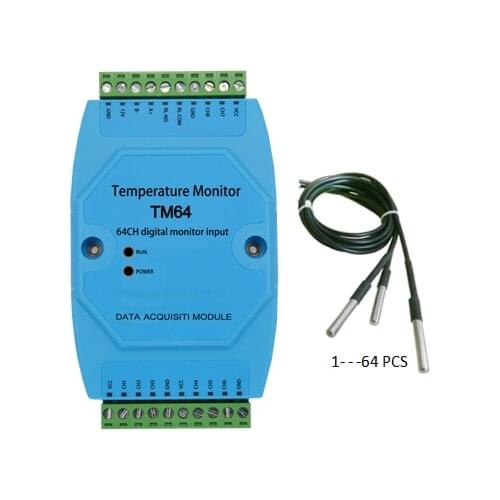 RS485 Temperature Patrol Instrument Multiplex DS18B20 Acquisition 8 Channels 64 Probes Multiplex Temperature Transmitter