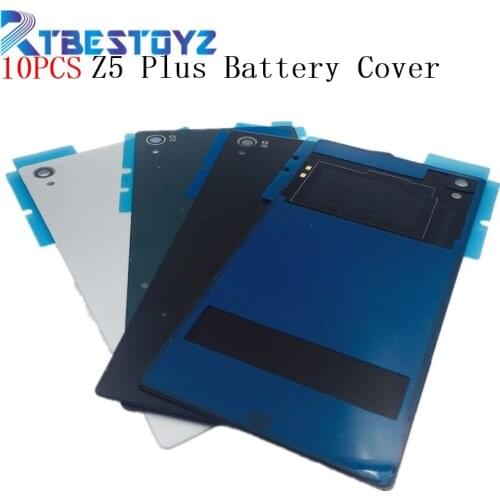 RTBESTOYZ 10Pcs For Sony Xperia Z5 Premium Z5 Plus E6883 Back Glass Battery Door Housing Rear Back Cover Spare Parts With NFC