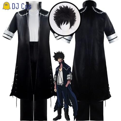 Anime My Hero Academia Dabi Black Faux Leather Uniform Boku No Hero Academia Cosplay Costume Wig Jacket Halloween Party Men