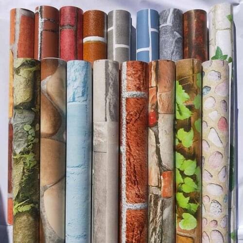 Vinyl Brick Stone DIY Self Adhesive Wallpaper 45CM/10M Living Room Kitchen Bathroom Waterproof Wall Sticker Home Decor Removable