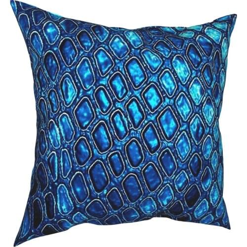 Blue Snake Skin Pillow Cover Home Decorative Pattern Texture Cushion Cover Throw Pillow for Sofa Polyester Double-sided Printing