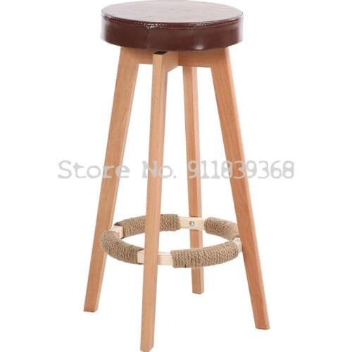 Modern Bar Chair Simple Chair Solid Wood High Stool Bar Desk Chair Household Bar Stool Fashion High Chair Creative Stool