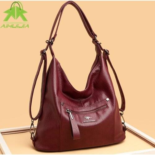 High Quality Womens Soft Leather Shoulder Bags Fashion High Capacity Crossbody Bag 2021 New Luxury Designer Female Backpack