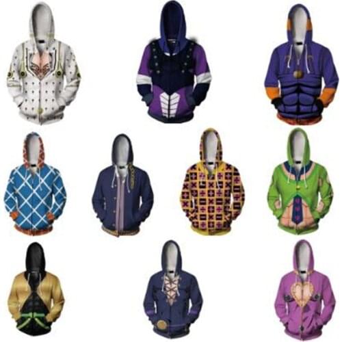 Man Woman Anime Sweatshirt JoJo Bizarre Adventure Hoodies Sweatshirt Unisex Short Sleeve Shirts Unisex Cosplay Costumen