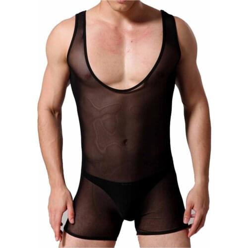 Mens Panties Fashion Underwear Gauze Mesh Transparent Sexy One Piece Boxers Thongs Lace Underpants Comfortable Tanga Gay Sissy