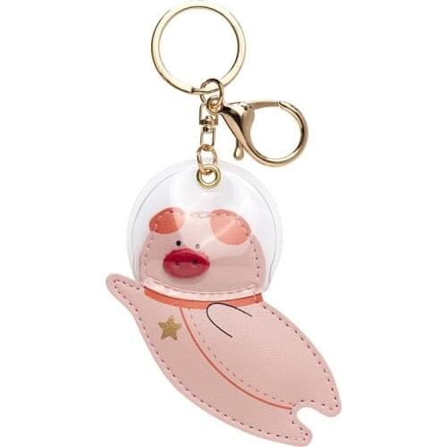 Creative astronaut space key chain cute little animal car key ring bag hanging decoration girl soft cute small gift