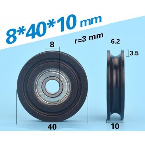 [U0840-10]10PCS Factory Directly Sale U groove type ball bearing wheel roller 8*40*10MM 608ZZ Nylon Wheel