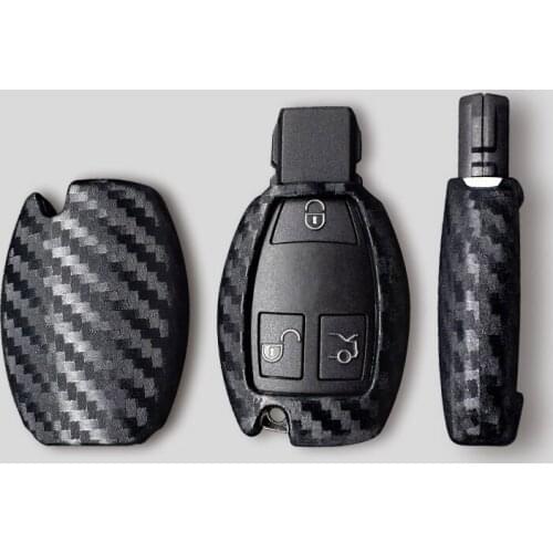 Universal Auto Carbon Fiber Protective Key Cover Shell Fold Holder Case For Mercedes Benzbenz GL SLK AMG A B C S Accessories