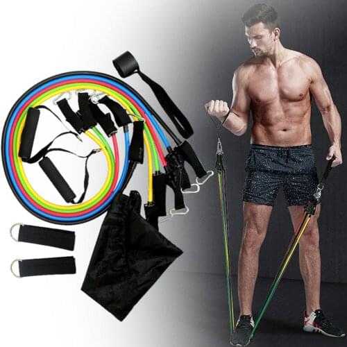 High Quality New 11pcs/set Pull Rope Fitness Exercises Resistance Bands Latex Tubes Pedal Excerciser Body Training Workout Yoga