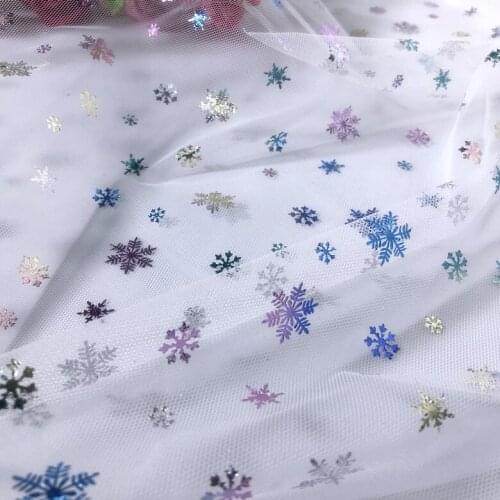 Colorful snowflake bronzing mesh fabric glittering and shiny childrens clothing womens dress soft fabric