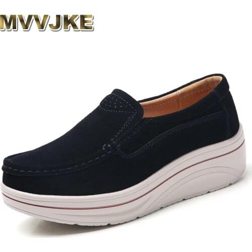 MVVJKE Women Flats Platform Loafers Ladies Elegant Genuine Leather Moccasins Shoes Woman Autumn Slip On Casual WomenS Shoes