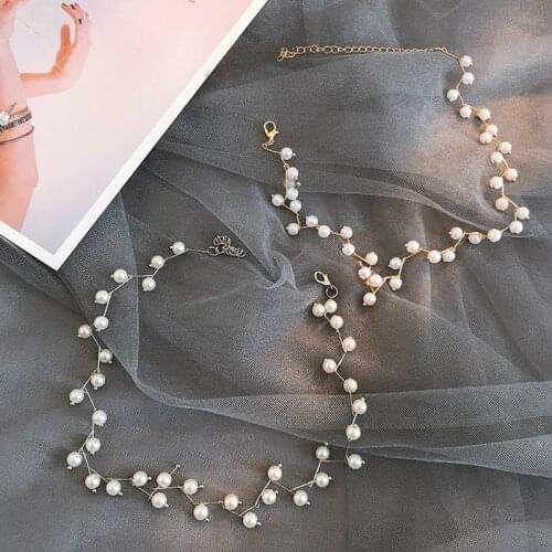 Elegant Pearl Choker Necklace Collar Chain Necklaces Women Wedding Party Clavicle Charm Chain Necklace Jewelry Gift