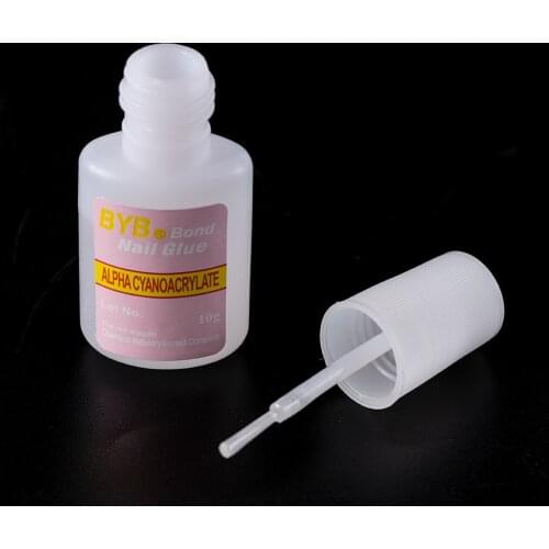 Hot Sale 1pcs 10g white Nail Glue Nail Tips Nail Glitter UV Acrylic Rhinestones Decoration With Brush Nail Glue free shippin