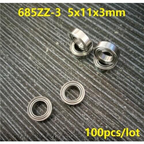 100pcs/lot 685ZZ-3 Non-standard size 5x11x3 mm deep groove ball bearings Miniature Mini bearing 5*11*3 685ZZ