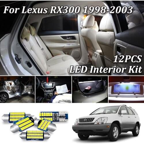 12Pcs No Error White Canbus For Lexus RX 300 RX300 LED Interior Light + License Plate Lamp Kit (1998-2003)