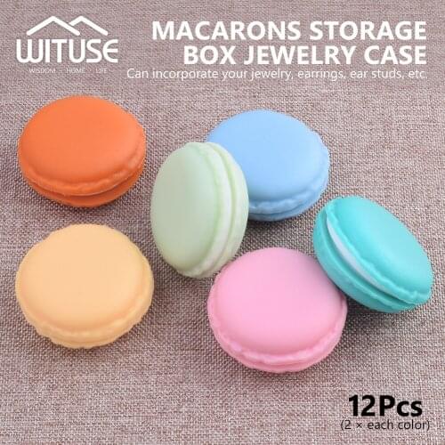 12PC WITUSE Mini Macarons storage box Necklace Earring Package Organizer Case Gifts For Girls Table Decoration Candy Jewelry Box