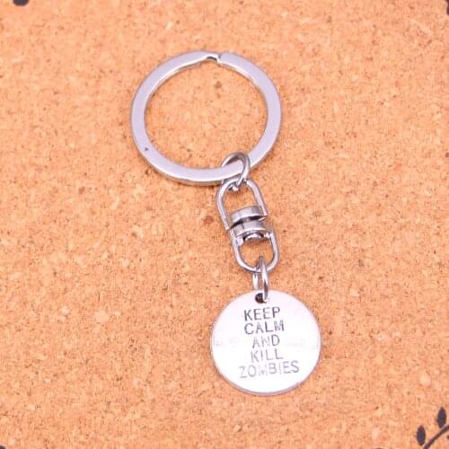 20Pcs Fashion Alloy keep calm and kill zombiles Pendants keychain keyring Accessories For Car key chains Jewelry