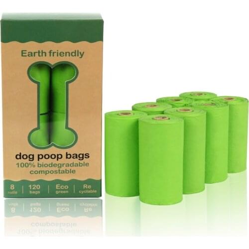 2020 New Biodegradable Dog Poop Bags Earth-Friendly 4/8 Rolls 60/120 Counts Green Garbage Bag Cat Waste Bag For Pet Fecal Bags