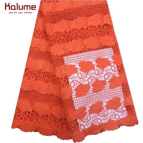African Latest Lace Fabric Water Soluble Nigeria Lace Fabric Embroidery Guipure Cord Lace Fabric 5 Yards For Wedding Party 1844
