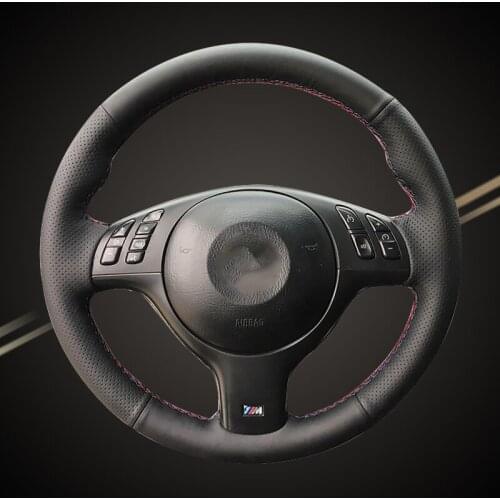 Artificial Leather Car Braid On The Steering Wheel Cover for BMW E46 E39 330i 540i 525i 530i 330Ci M3 2001-2003 Auto Braiding