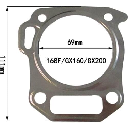 Gasoline generator parts2-2.5kw stainless steel cylinder gasket 168F/GX160/GX200 5.5HP water pump micro tiller road cutting mach