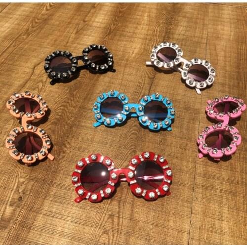 ZAOLIHU Diamond Kids Sunglasses Candy Colors Baby Summer Shades UV400 Small Round Eyewear Flower Cute Sun Glasses Eyeglass