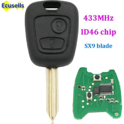Remote Key For PEUGEOT Partner Expert Boxer 2 BUTTON 433MHz ID46 Chip Uncut Blade