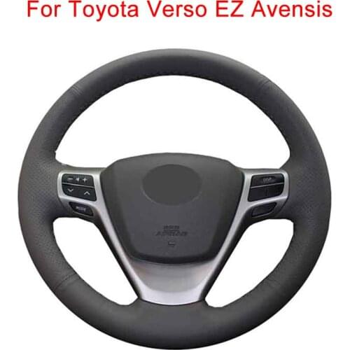 DIY Customize Original Black Car Steering Wheel Cover For Toyota Verso EZ Avensis Artificial Leather Braid For Steering Wheel