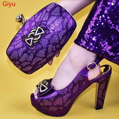 Doershow Newest Elegant Italian Shoes and Bag Set Top Quality African Shoes And Bag Set Comfortable wearing SYY1-8
