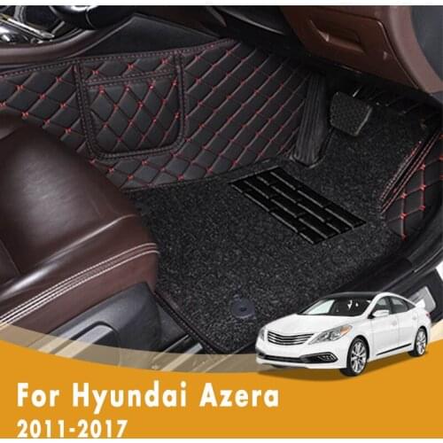 RHD Luxury Double Layer Wire Loop Carpets Car Floor Mats For Hyundai Azera 2017 2016 2015 2014 2013 2012 2011 Protect Styling