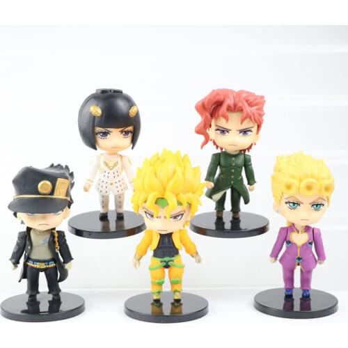 5PCS anime jojo bizarre adventure figure Kujo Jotaro figurine Higashikata Josuke Kakyoin Noriaki Action Figure model toy 10-11CM