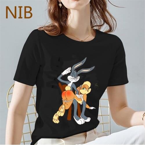 Bugs Bunny and Lola Bunny Spank Her Ass Unisex tshirt Black Classic All-match Ladies t shirt Loose Oversize Man/Female T-Shirts