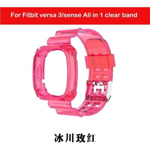 Hot sale Transparant bracelet for Fitbit sense /Versa 3 band Soft Silicone Watch Strap for Versa3 Strap with back cover