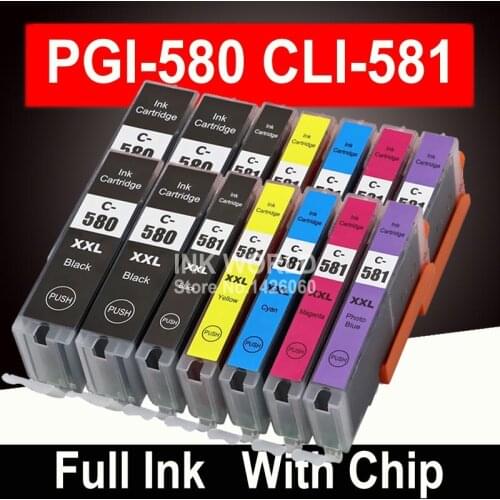 6C For Canon Pixma TS8251 TS8252 TS9150 TS9155 Printer Ink Cartridge PGI-580 XL XXL CLI-581 PGI580