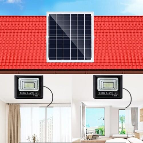 Keda LED Solar Floodlight Cast Lamp Double Head Outdoor Street Garden Bright Warm White Light Sun Energy Aluminium Alloy