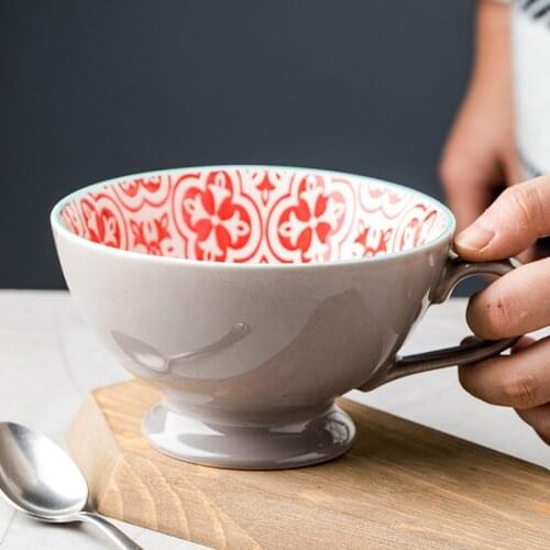 Creative Breakfast Cup Oatmeal Cup Large Size Ceramic Cup Large Capacity Milk Cup Coffee Cup Mug Bowl Cup