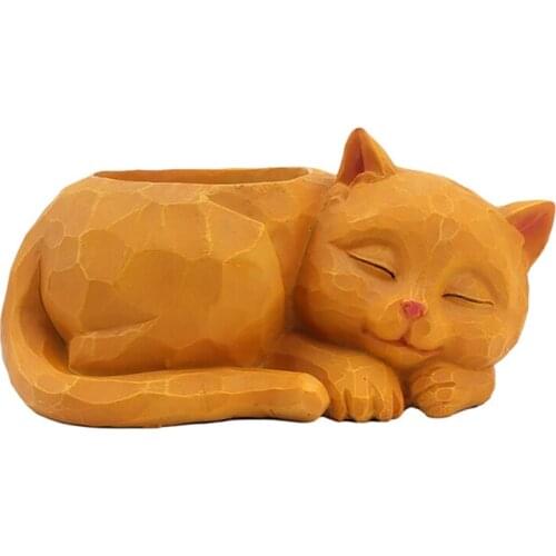 Cute Lazy Cat Flowerpot Desktop Succulent Planter Decoration Practical And Beautiful For Succulents Mini Cacti Herbs