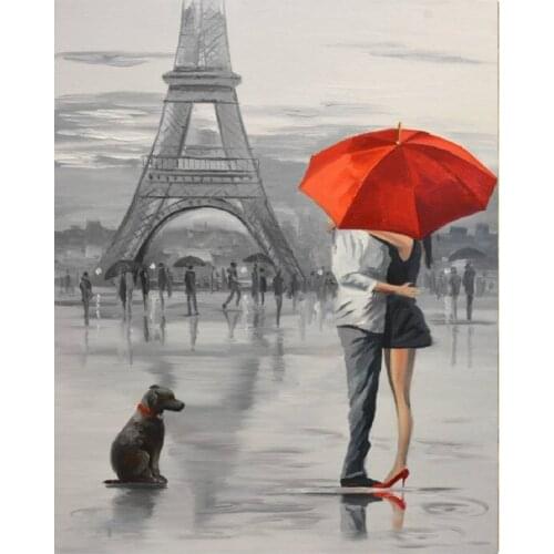 Paris Painting By Number Couple Figure On Canvas For Adults DIY Kits Coloring By Number For Drawing Picture Decoration Wall Art