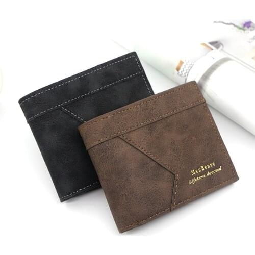 New Mens Splicing Short Wallet Sanding Wallet Leisure Mens Wallet Multi-card Wallet PU Wallet MEN Standard Wallets