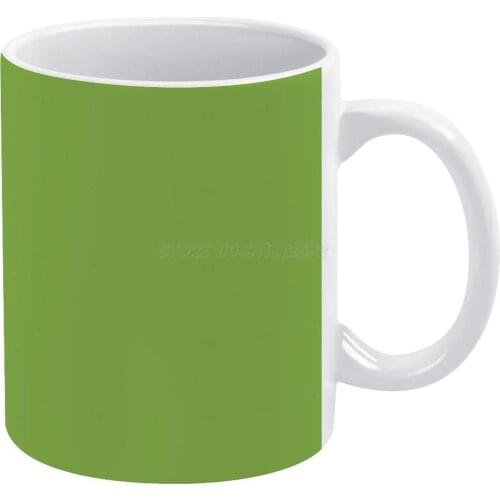 PLAIN SOLID GREENERY GREEN-PANTONE COLOR OF THE YEAR 2017 White Mug Vintage Mug New Unisex Size Mug Greenery Pantone Colour of T