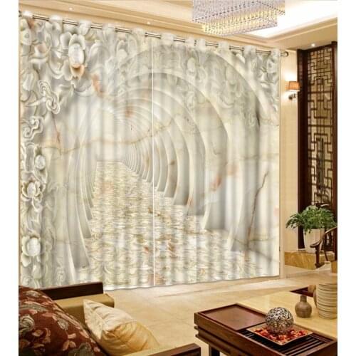 Custom 3d curtains for living room Marble flowers 3d stereoscopic curtains modern luxury curtains