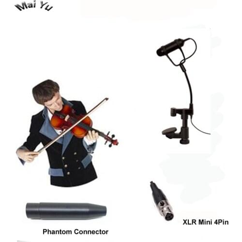 Professional Lapela Instrument Violin Microphone Mandolin Viola Microfone for Shure Wireless Transmitter XLR Mini 4Pin Phantom