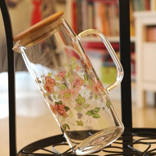 Morning glory pattern transparent thickened glass kettle heat-resistant cold-resistant kettle large capacity cold water pot