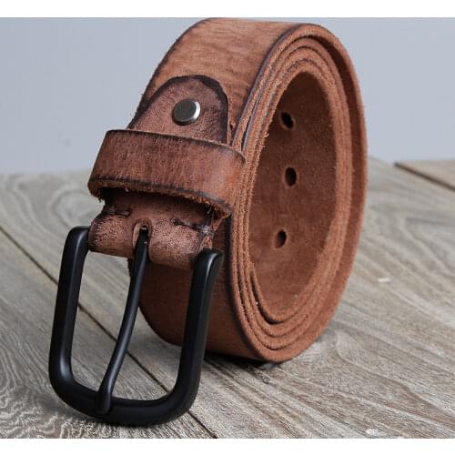 Vegetable Leather Mens Belt Luxury Belt Men Vintage Pin Buckle Handmade Girdle Jeans Strap Waistband