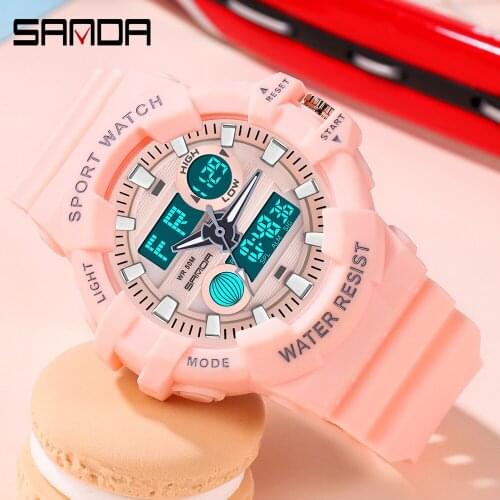 SANDA 2021 Brand Fashion Ladies Sports Watch Waterproof Military Watch Analog Digital Quartz Watch Casual Relogio Feminino 3037