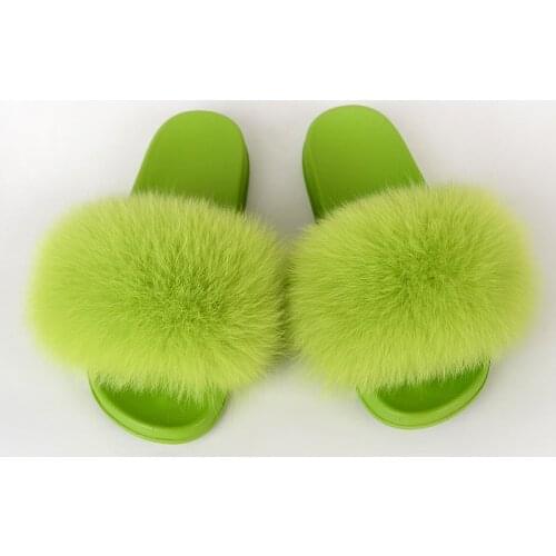 Real Fur Slippers House Big Fluffy Slides Ladies Sandals Flip Flops Furry Summer Home Shoes Beach Flat Footwear Mule Femme 2020