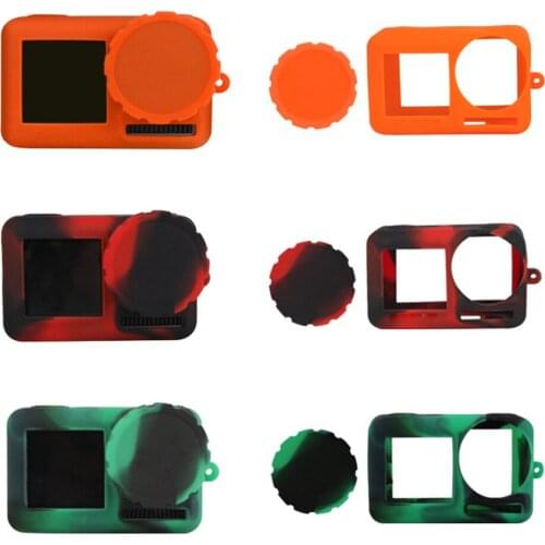 Silicone Protective Case and Lens Cover Neck Strap Sling For DJI Osmo Action Sport Camera Skin Cap Set Accessories
