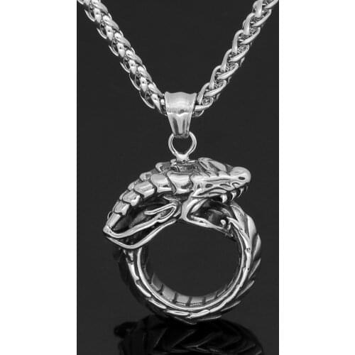 Nordic Wolf Fenrir Amulet Stainless steel Pendant Necklace For Men With Valknut rune Gift Bag